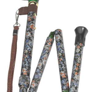 Ossenberg Handtaschen Reisestock, Leichtmetall Gehstock mit Derbygriff, faltbar, Blumenmuster