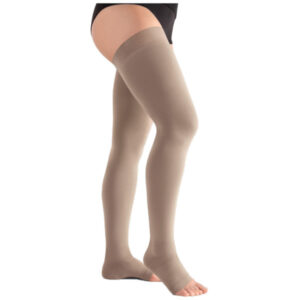 Juzo Move kurz AG CCL1 Schenkelstrümpfe offene Fußspitze mit Noppenhaftrand