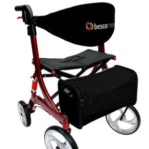 Bescomed Spring M rot, Leichtgewicht Rollator, mit justierbaren Spiralfedern (#1703)