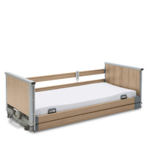 Lenus Niedrig-Pflegebett, das intelligente Bett für die bodennahe Pflege zuhause, Höhenverstellbereich 15–80cm, Metallliegefläche mit sicherer Arbeitslast von 225kg