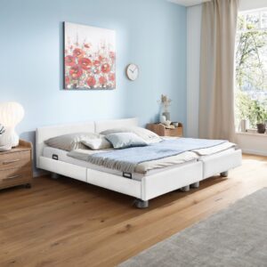 Burmeier Regia-Partner Doppel-Pflegebett, separate Handschalter für beide Liegeflächen, Rücken- und Beinlehnen auf beiden Seiten individuell verstellbar, Betthälften lassen sich leicht trennen und wieder zusammenfügen