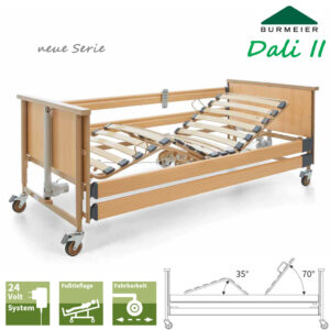 Komplett-Set = Dali Pflegezimmer Herrmann SingleCare, 4-teiliges Pflegezimmer mit elektrischem Pflegebett, Nachttisch mit Schubladen und Tischplatte, Pflegematratze + Pflegekissen