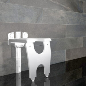 Delficare Varioporto Duschklappsitz, HMV, ohne bohren, höhenverstellbar, Wand-Duschsitz, klappbar, bis 130kg belastbar