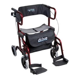 Drive Medical Rollator Diamond Deluxe 2in1 = Rollator und Transportstuhl, inkl. Fußstützen, der Kombi-Rollator + Rollstuhl (#1312)