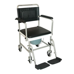 Drive Transport-Toilettenrollstuhl, HMV, bis 130 kg belastbar, Toilettenstuhl Komplettset, Sitzbrille + Sitzpolster, Eimer + Deckel, Beinstützen abschwenkbar