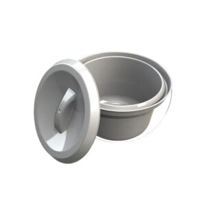 Toiletteneimer universal für Toilettenstuhl, 5,5L Fassungsvermögen, Kunststoff, grau, mit Deckel