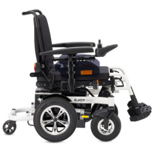 EJOY MD Elektrorollstuhl mit Mittelantrieb + Sitzkantelung elektrisch + Rückenverstellung stufenlos elektrisch + Kopfstütze, 6 km/h, inkl. Federung, bis 140kg