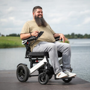 Ergoflix Heavy Aluminium Elektrorollstuhl faltbar, große Sitzbreite, bis 230kg