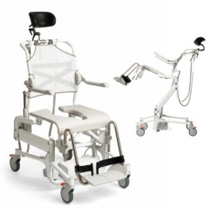 Etac Alto Dusch- und Toilettenrollstuhl, mit elektrisch einstellbarer Höhe und Neigung, inkl. Akku, bis 160kg