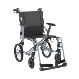 ICON 35 BX-45-14 Rollstuhl, Schiebeversion 14''-Räder, Leichtgewichts-Transportrollstuhl aus Aluminium IceBlue, SB45cm (Medium), inkl. Druckbremse + Begleiterbremse