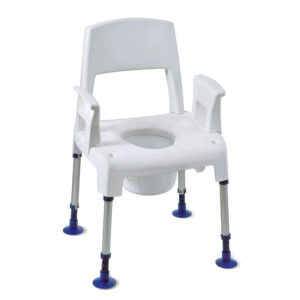 Invacare Pico 3in1 Soft Multifunktions-Duschstuhl, Toilettenstuhl und Toilettenstützgestell, HMV, Komplettpaket mit Toilettentopf und Softsitz, bis 160kg