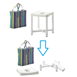 RCN Duschhocker DH 49 R, werkzeuglos zerlegbar für die Reise, inkl. Transporttasche, nur 4kg, extrem stabil bis 150kg