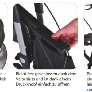 Athlon HD XL Superleicht Carbon-Rollator, HMV, mit Original-TPE-Räder, ab 6 kg, Gehwagen mit Einkaufstasche & Stockhalter, Sitzbreite 55cm, XL Version bis 200kg