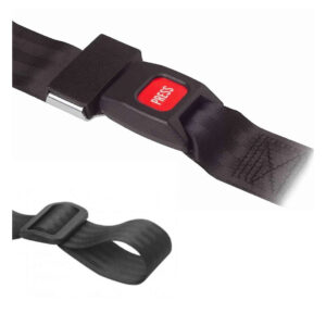 Sicherheitsbeckengurt für Rollstühle, Positioniergurt verlängerte Version, Gurtende mit je einer Kunststoffschnalle, Länge 2,25m, Gurtbreite 50mm