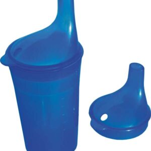 Trinkbecher blau, mit Tee- und Brei-Aufsatz, ca. 250 ml