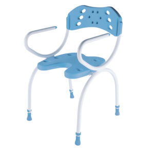 (AV) Bischoff & Bischoff Trinidad Duschhocker, HMV, Duschstuhl mit Rückenlehne, 5-fach höhenverstellbar, Hygieneausschnitt, Aluminium, bis 120kg