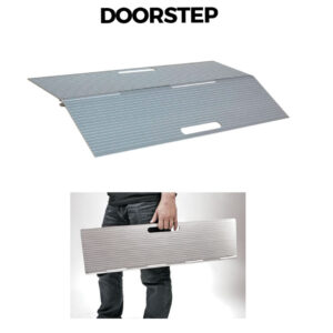 Doorstep Mini Rampe, 76cm breit, faltbar, robustes und hochfestes Aluminium bis 350kg belastbar, tragbare Mini Schwellenrampe für Stufenhöhe 3-7cm