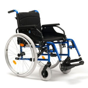 Vermeiren D200-V-BG Leichtgewicht-Rollstuhl, Edition metallic blau, Sitzpolster, Anpassrücken, anpassbare Seitenteile u.v.m.