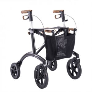 Saljol Alu Rollator, Magic Black, Kork Design, Aluminium Ultra Leichtgewicht Rollator, All-Terrain (Indoor + Outdoor), nur 6.4kg, bis 150kg