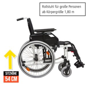 Caneo-L-51 Rollstuhl TB, Alu-Leichtgewicht, speziell für große Personen (> 1,80m) Sitzbreite 51, Sitzhöhe 54, inkl. Trommelbremse Begleiter + Anpassrücken, bis 150kg (#1236084)