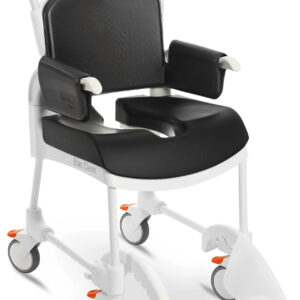 Etac Clean 5 Komfort-Set, Schiebe Dusch- und Toilettenstuhl, 4 arretierbare Räder, Polstersitz & -rücken & -armlehnen, Komfort Softsitz warm + weich
