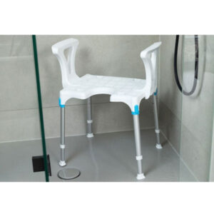 Russka laguna Duschhocker mit Armlehnen und Hygieneausschnitt