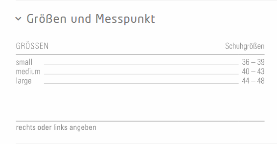 Groessenangabe Peroneus Schiene