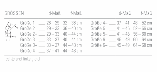 Groessentabelle Bort StabiloGen Eco Sport Kniebandage