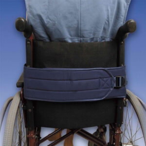 Biocare Basis Klett Rollstuhlgurt, flüssigkeitsabweisend blau, Patientensicherungssystem im Rollstuhl, mit Klettverschluß (#12691)