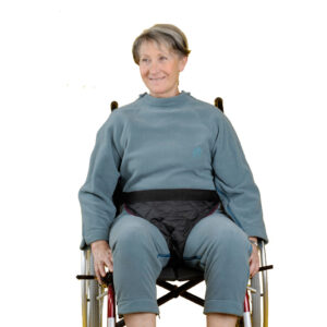 Auxilia Beckenfixierhose, verhindert das Vorwärtsrutschen im Rollstuhl, Universal-Beckengurt für fast alle Rollstühle, mit Clipverschluss am Rücken