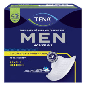 Die neue TENA Men Active Fit Level 2 (20 Stück), HMV, Inkontinenz Männer Einlagen, absorbierende Protektoren, bei mittelstarkem Harnverlust