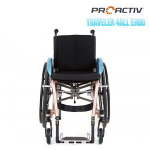 PRO ACTIV TRAVELER 4all Ergo Aktiv-Faltrollstuhl, Hybrid Leichtlaufrollstuhl, faltbar mit Starrrahmen-Stabilität, Rücken klappbar, bis 120kg